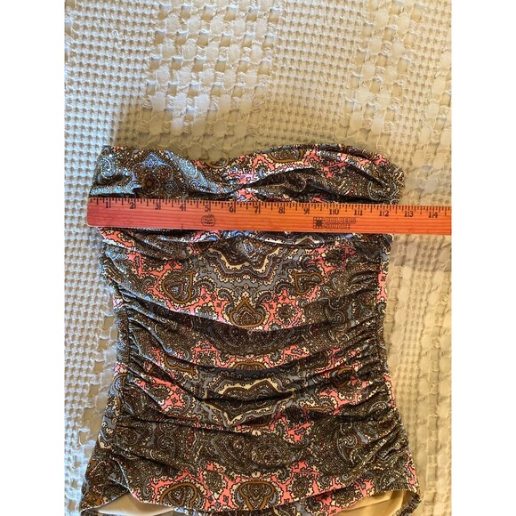 J. Crew Strapless Swimsuit One Piece Sz 6 Underwire Bra Pink Blue Paisley J.Crew - Picture 9 of 11